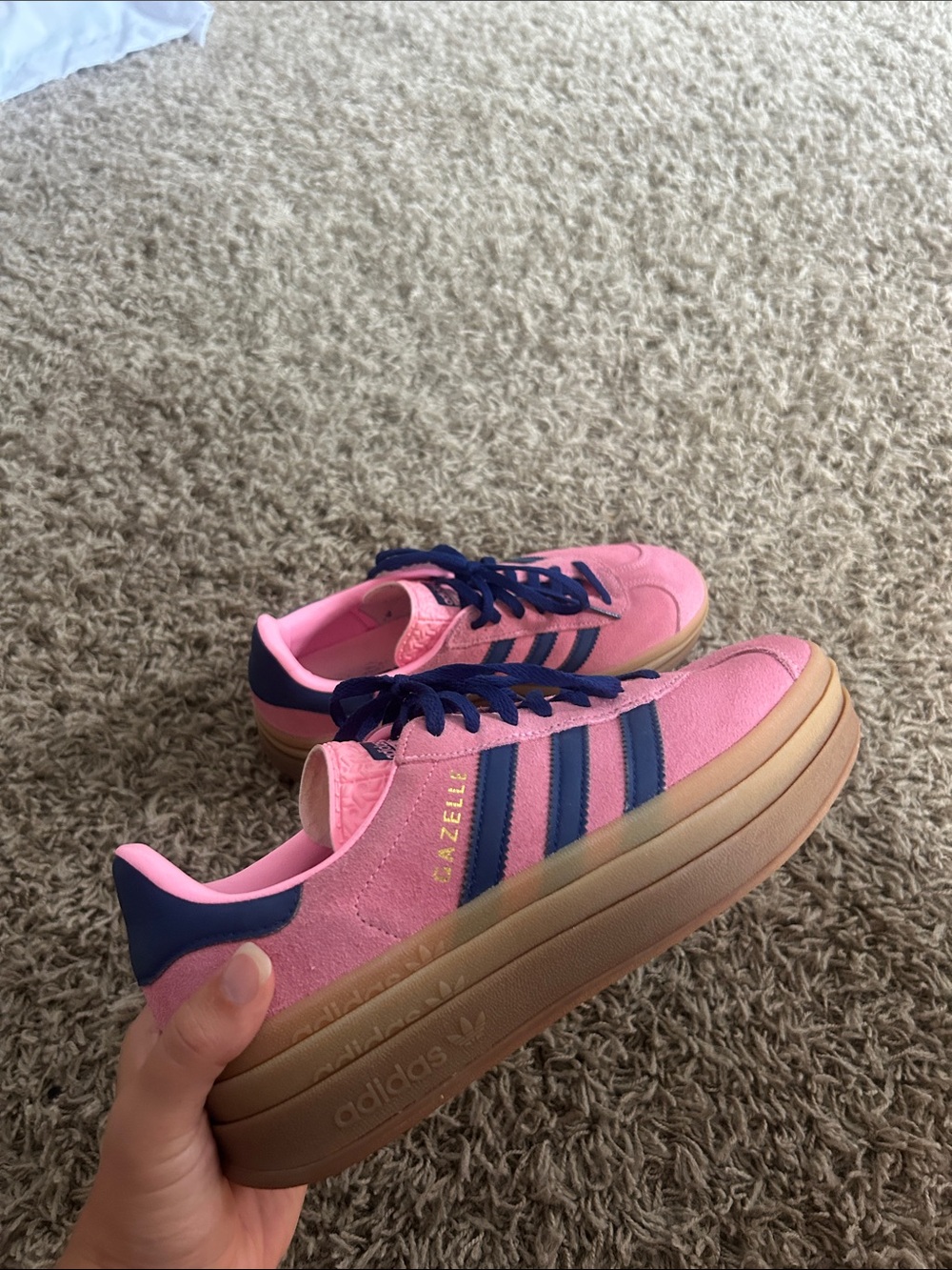 Adidas Pink and Navy Platform Sneakers